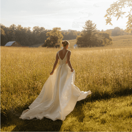 Dramatic a line wedding dress with deep backless design | AW.Bridal