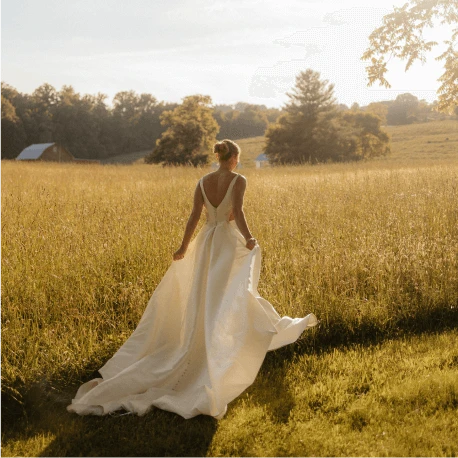 Dramatic a line wedding dress with deep backless design | AW.Bridal