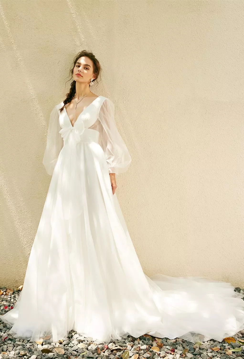 low back long sleeve lace dress Romantic Lace Mermaid Long Appliques Backless Long Sleeves Ivory Wedding Dresses US0 / Custom Color