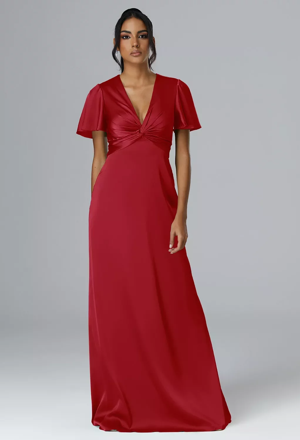 scarlet red bridesmaid dresses AW Scarlett Dress, Deep Claret Floor Length V-Neck Gifts Soft ruching shapes the Size:38FR - 10UK - 6US SHEIN PariChic Women's Blue