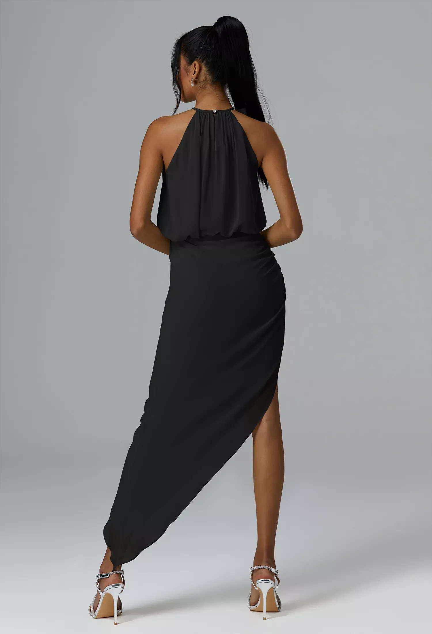 strapless open back dress High Low Long Sleeve Open Back Prom Dresses