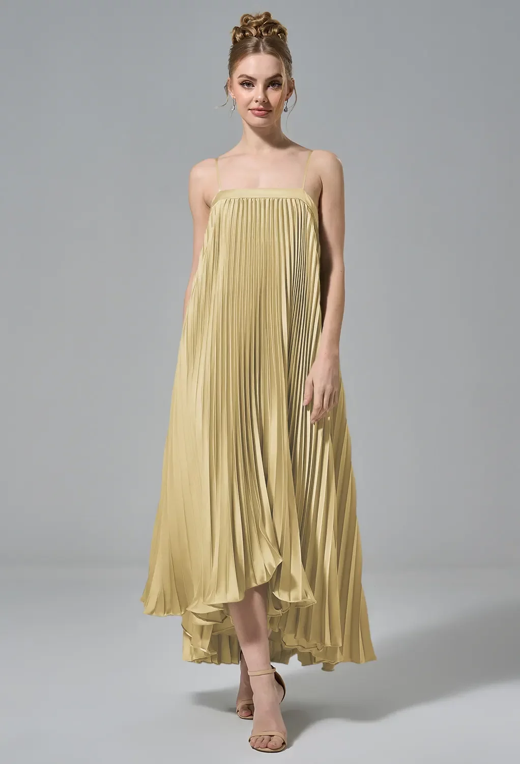 AW Daria Dress, Sand Gold Crystal Satin Satin Charmeuse Stretch Satin Tea Length Straight Neckline Bridesmaid Dresses | AW.Bridal Australia AW Daria Dress, Sand Gold Crystal Satin Satin Charmeuse Stretch Satin Tea Length Straight Neckline Bridesmaid Dresses | AW.Bridal Australia