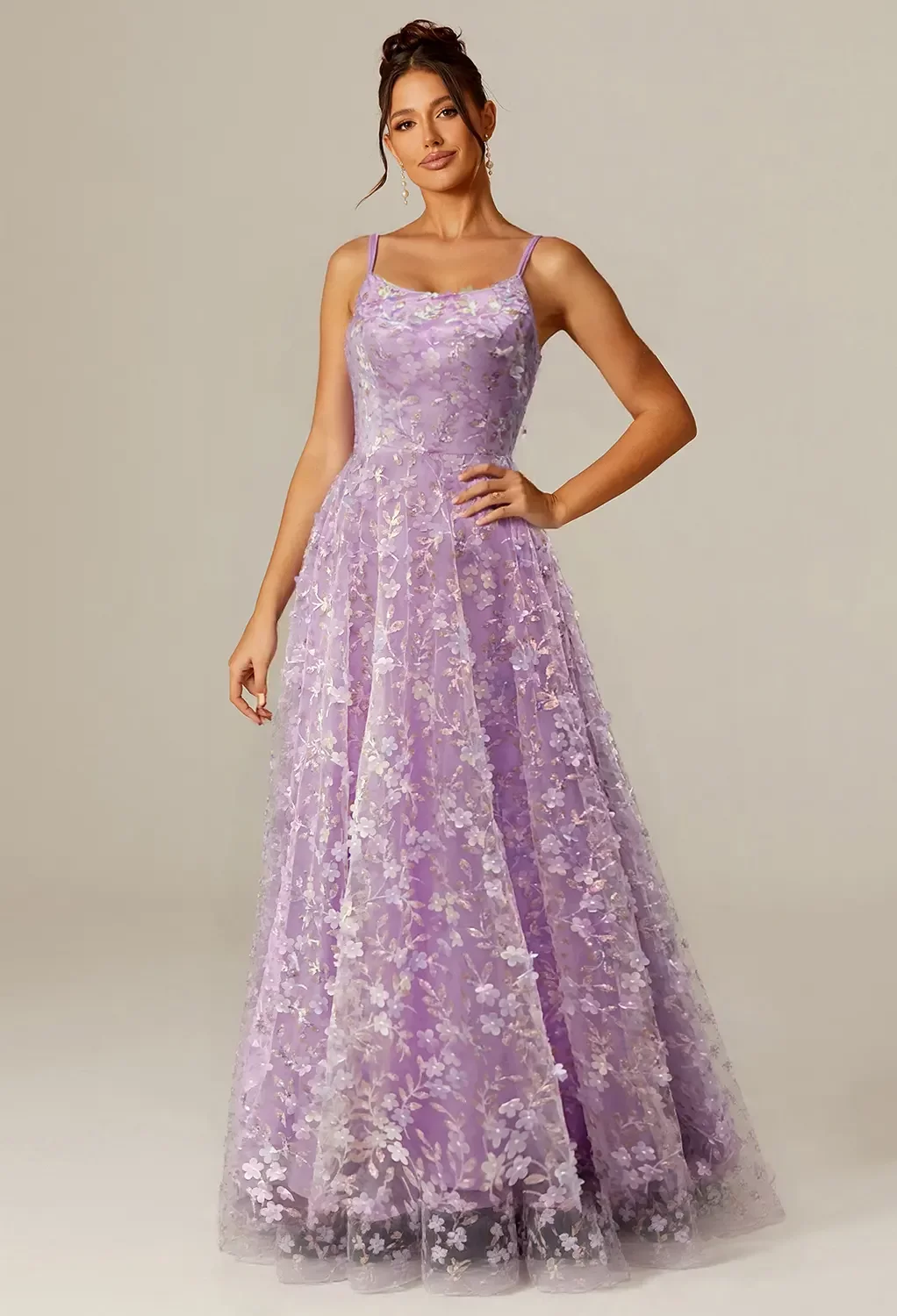 AW Callia Dress, Sheer Lilac Tulle Floor Length Scoop/U-Neck Dresses |  AW.Bridal Australia