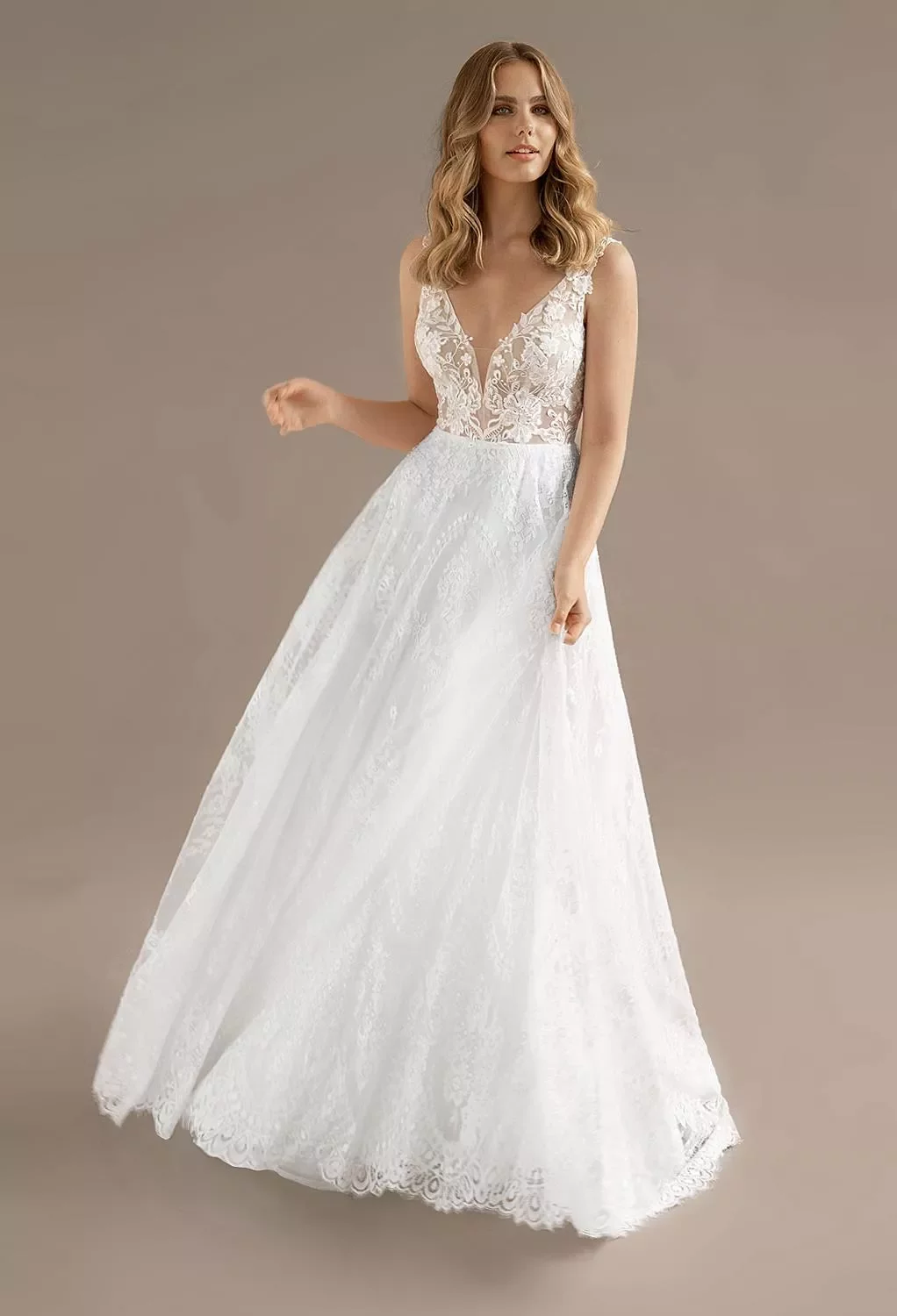 AW Whitney Wedding Dress, Lace V-Neck Wedding Dresses | AW.Bridal Australia