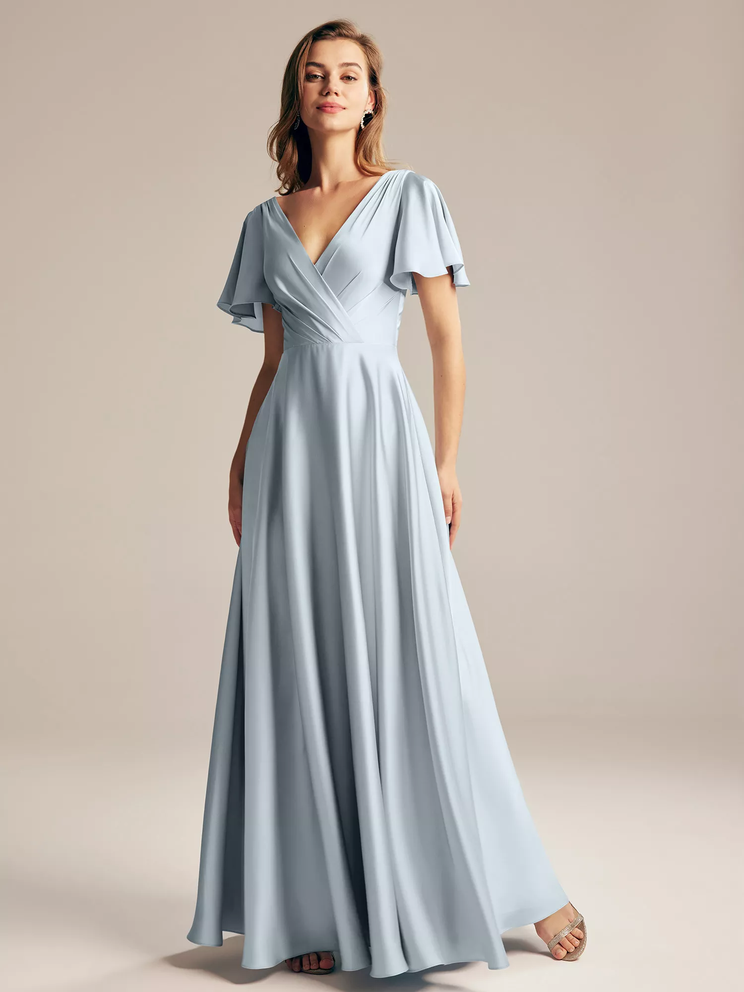 maroon sequin bridesmaid dress Aysah Chiffon Hem Halter Maxi Dress Light Blue