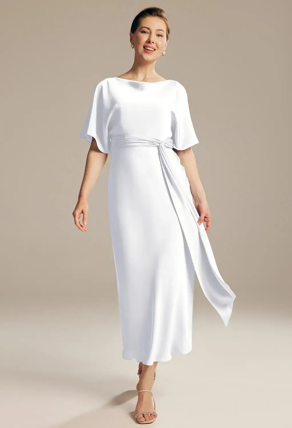 deep v neck wedding dress A Line Deep V Neck Open Back White Wedding Dress Bridal Gown TN359 US10 / White