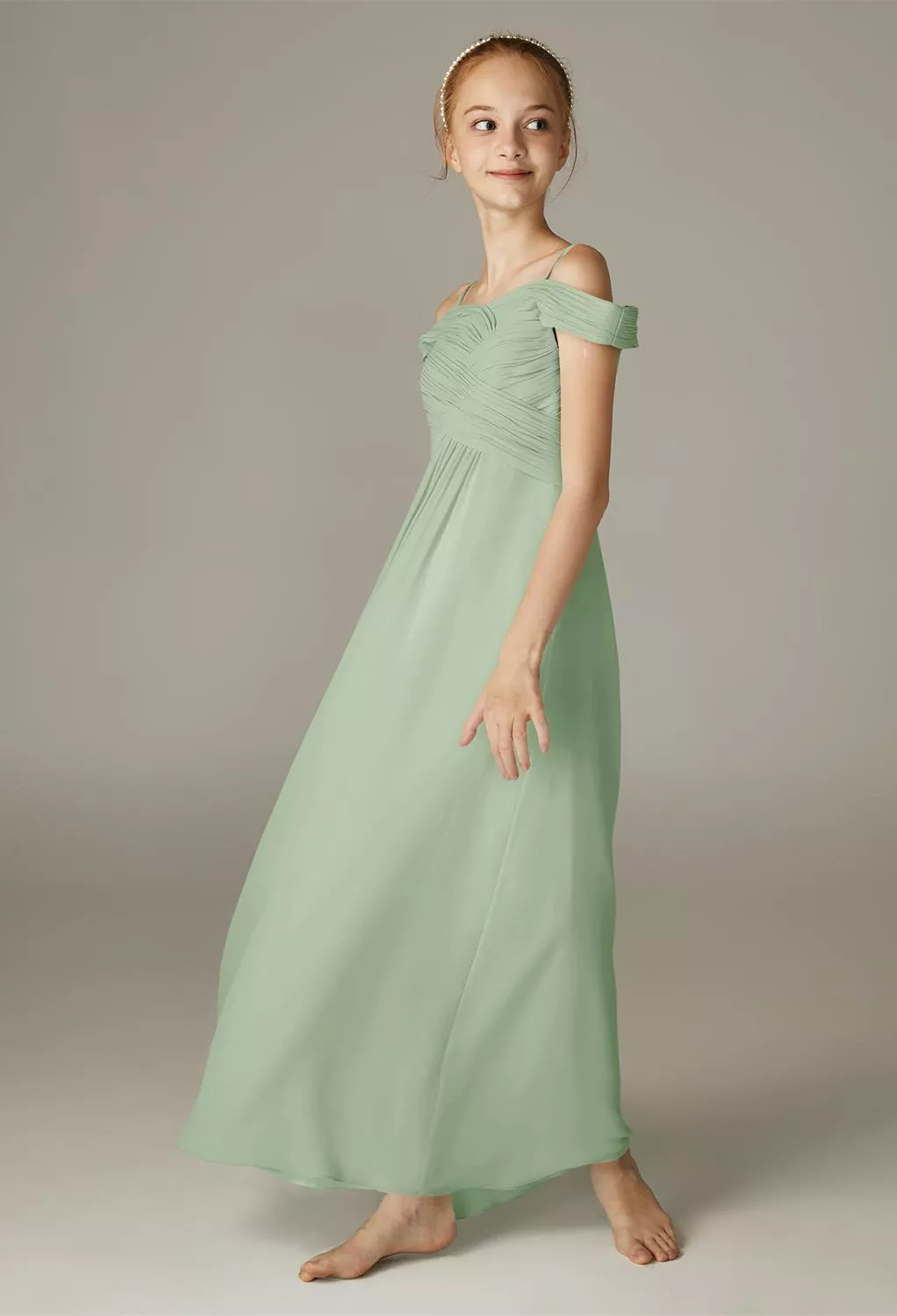 Off the Shoulder Junior Bridesmaid Dresses | AW.Bridal Australia