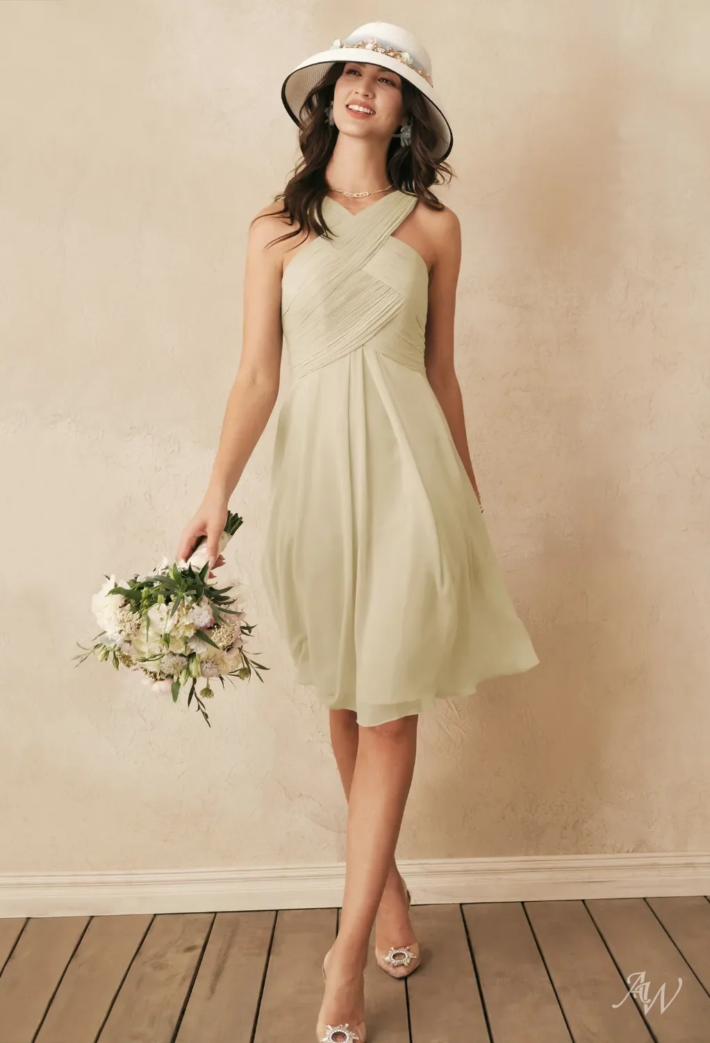 elegant formal knee length dresses Orange Strapless Knee Length Satin Dress – Lisposa main image 0