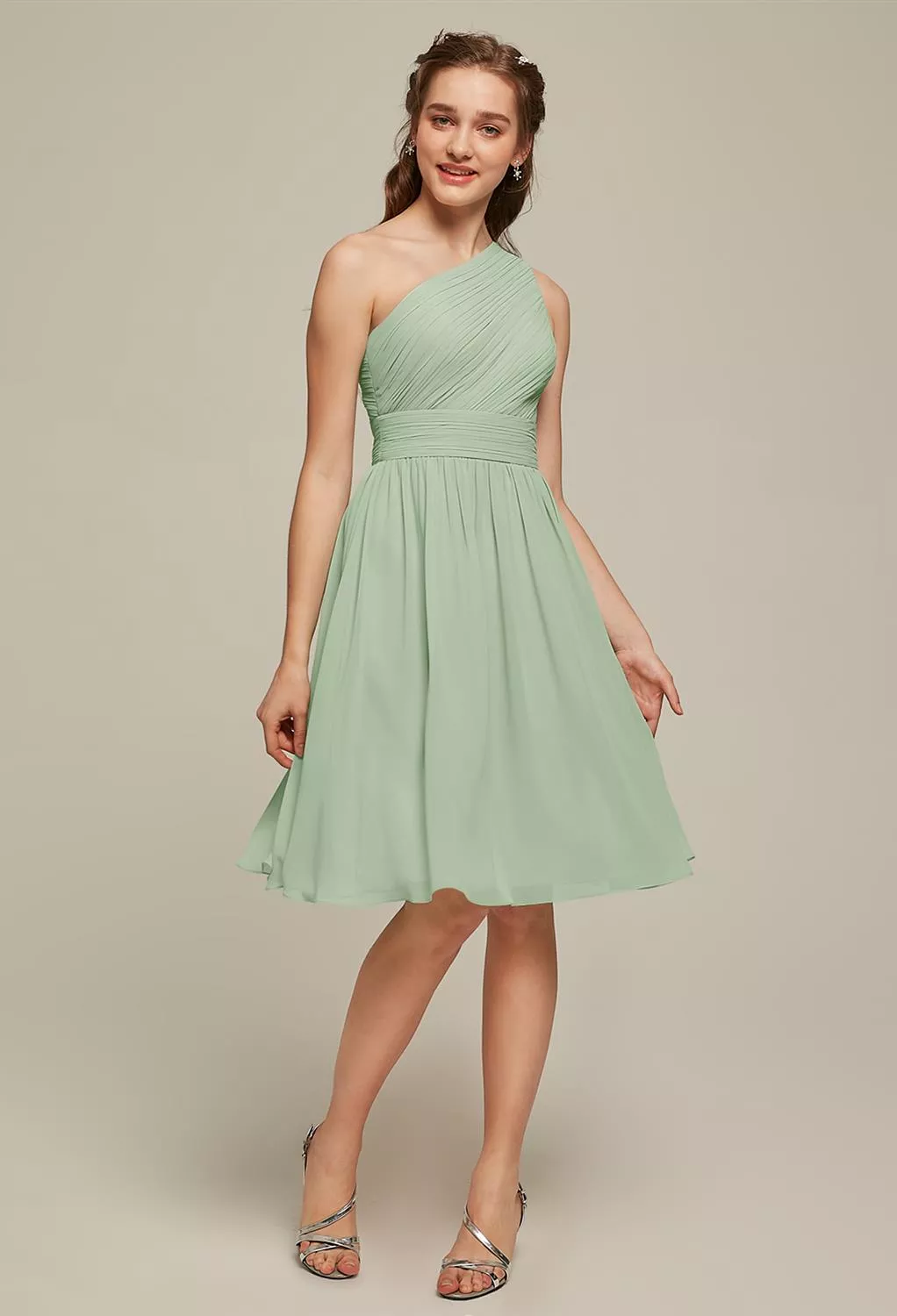 bridesmaid dresses one shoulder short Sheath / Column Bateau Neck Tea Length Lace Bridesmaid Dress – dressblee main image 0