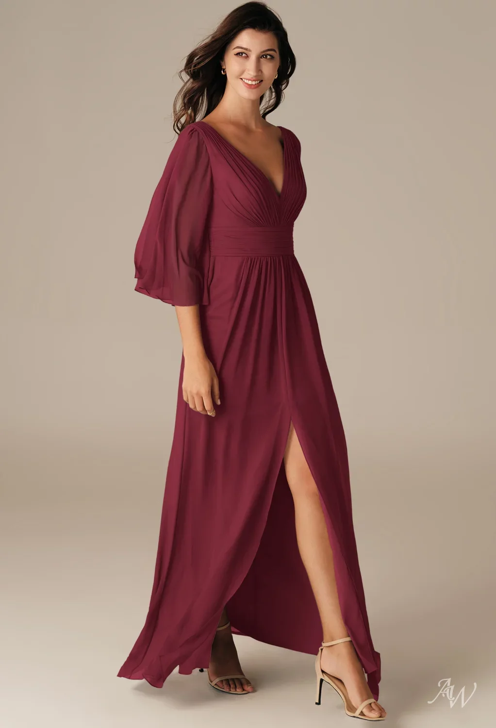 maroon bridesmaid dress australia AW Faxai Burgundy Dresses Formal Wedding Or Any April 2026 Ankle-Length Mother of the Size:2 - S
