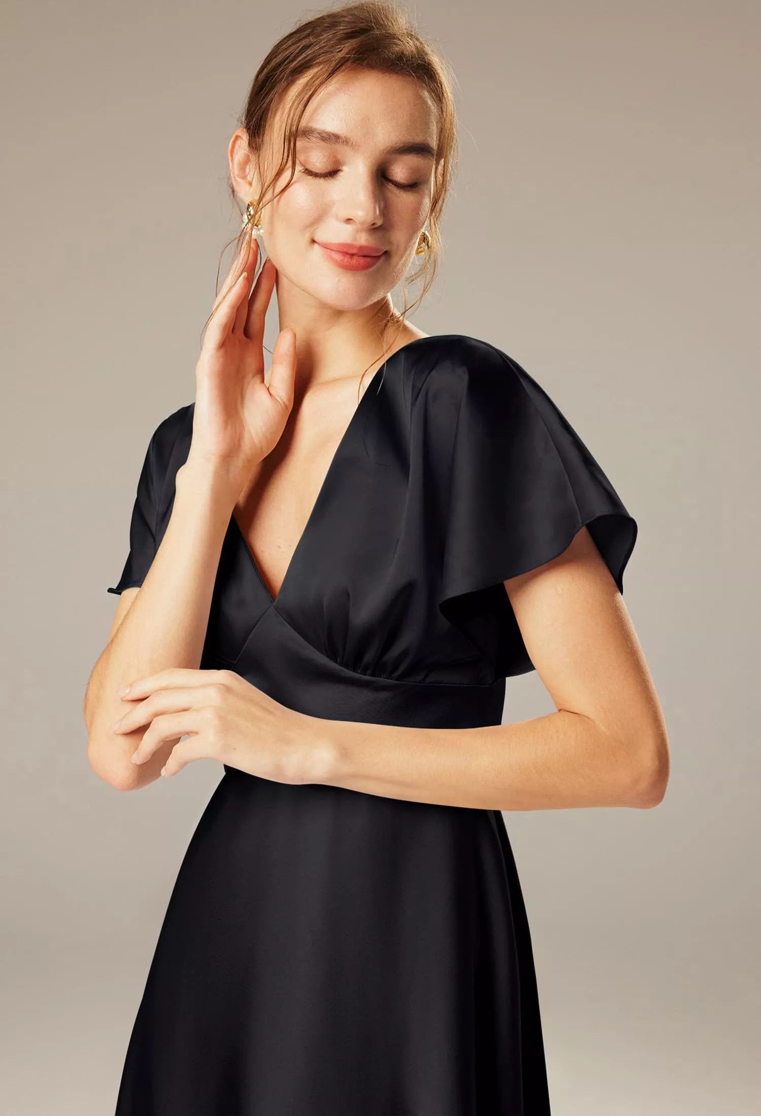 Black Metallic, Black Satin Maternity Bridesmaid Dresses