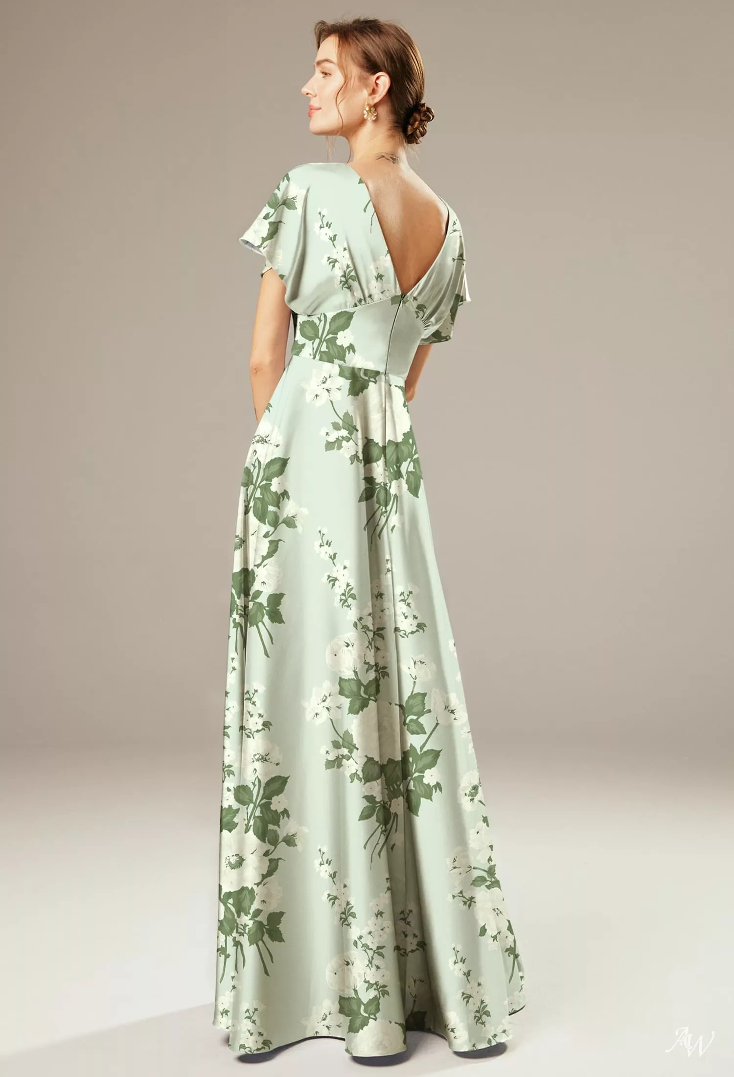 moss green satin dress Bridesmaid Dresses neck bridesmaid dress Moss Green Satin Bridesmaid Dresses
