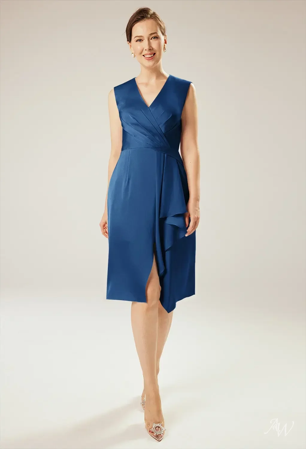 & other stories rib knit midi dress with polo collar in Brown sku_CM6405D02-CHOCOLATE-FO