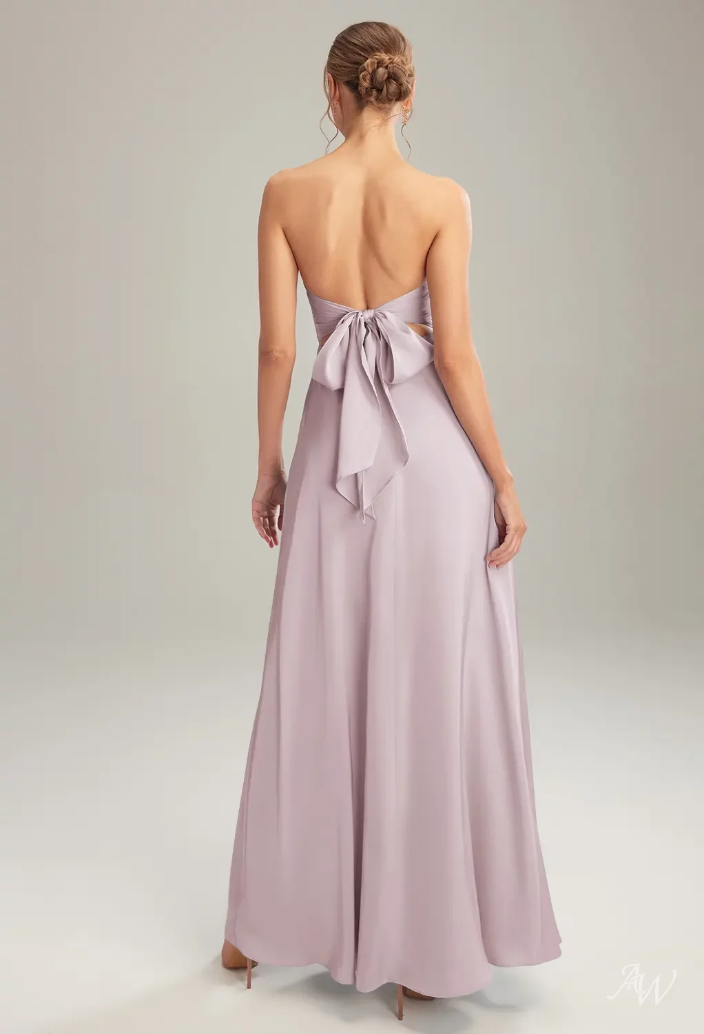 dusty rose bridesmaid dresses australia AW Pasque Dress, Taupe Crystal Satin Satin Charmeuse Floor Length V-Neck plus a modest slit. Style Season Description: Final Sale Plus Size Size:8 US
