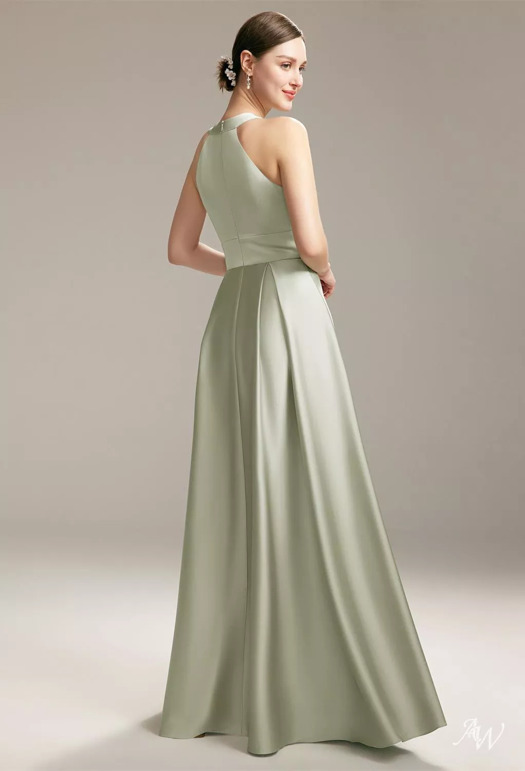 melanie green dress AW Dress, Champagne Satin Charmeuse Floor Length Bateau Neckline Bridesmaid Dresses black midi cocktail dress