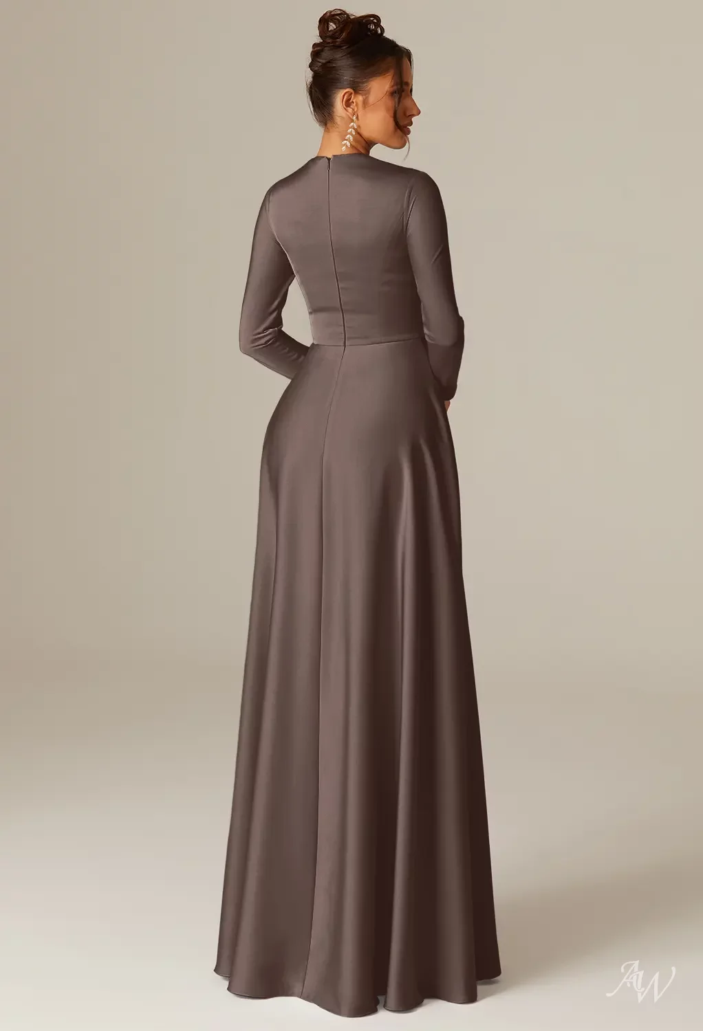 AW April Satin Charmeuse Seal Brown Bridesmaid Dresses | AW.Bridal Australia