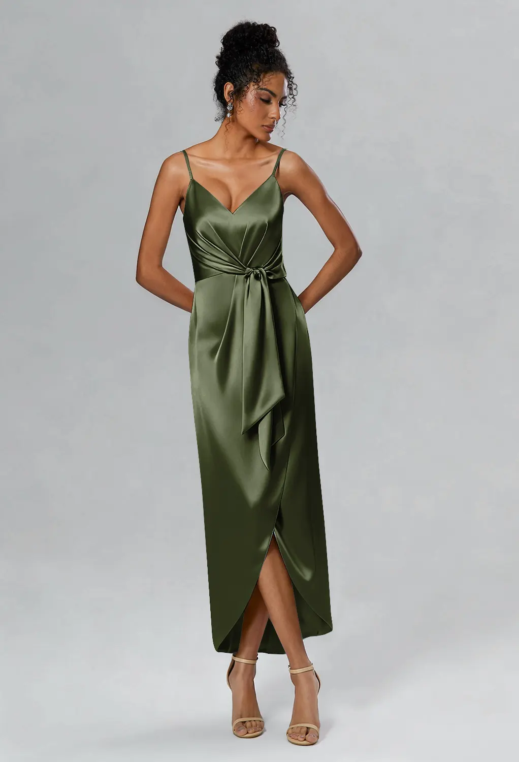 sachin and babi light blue dress Green Olive, Crystal Satin Bridesmaid Dresses Page 3