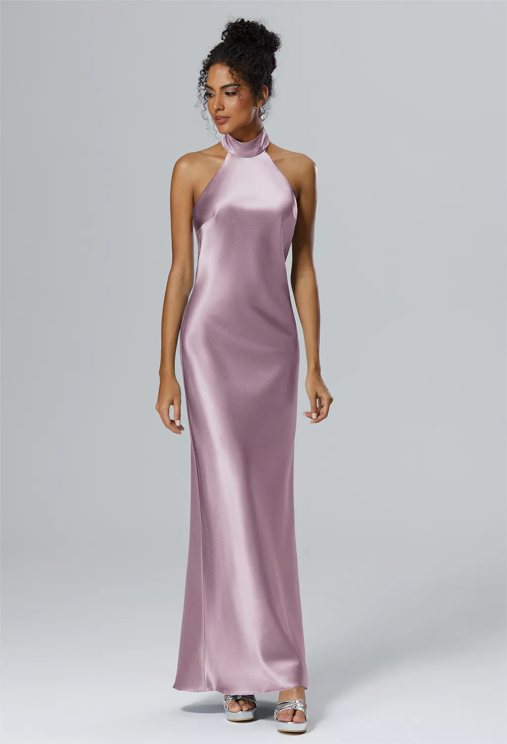 dusty pink bridesmaid dresses australia Halter Neck Maxi Bridesmaid Dress, Dusty Pink – Jolie Moi Retail main image 0
