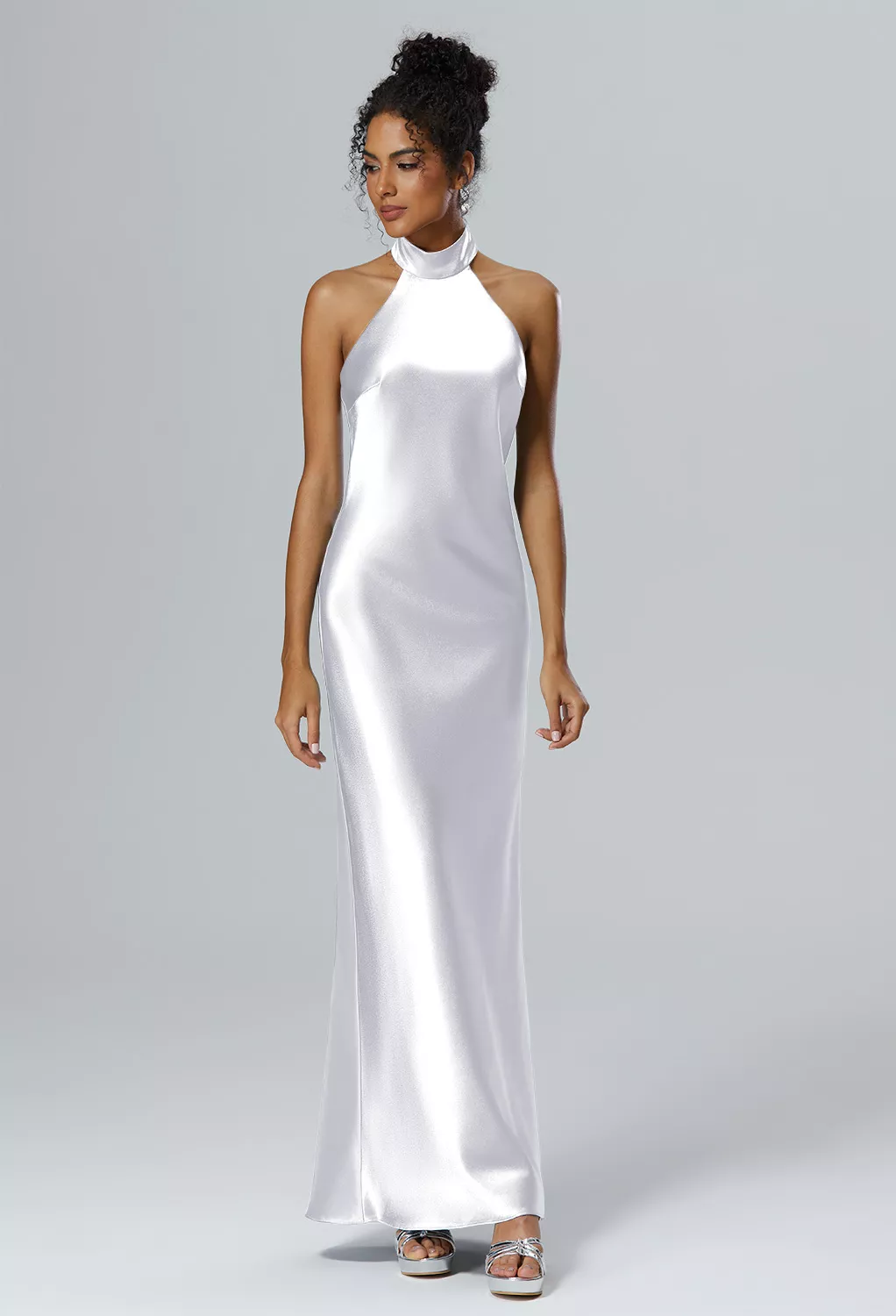 sage green bridesmaid dresses one shoulder Sage Green Satin Bridesmaid Dress Sheath Maxi main image 1