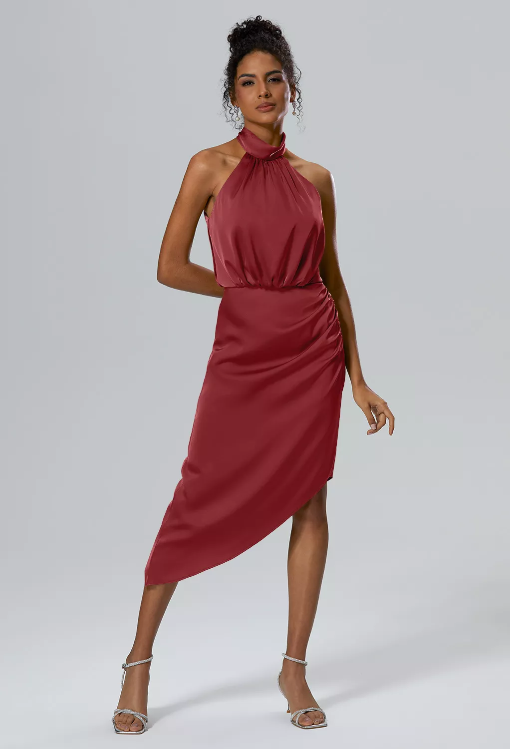 maroon beach dress Burgundy Cut Out Maxi Dress with Open Back main image 1