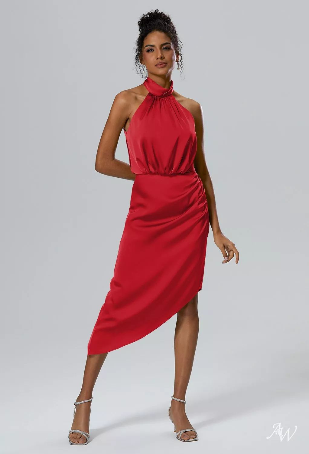 red halter dress knee length Halter Ruffle Mini Knee Length Dress  C's Closet