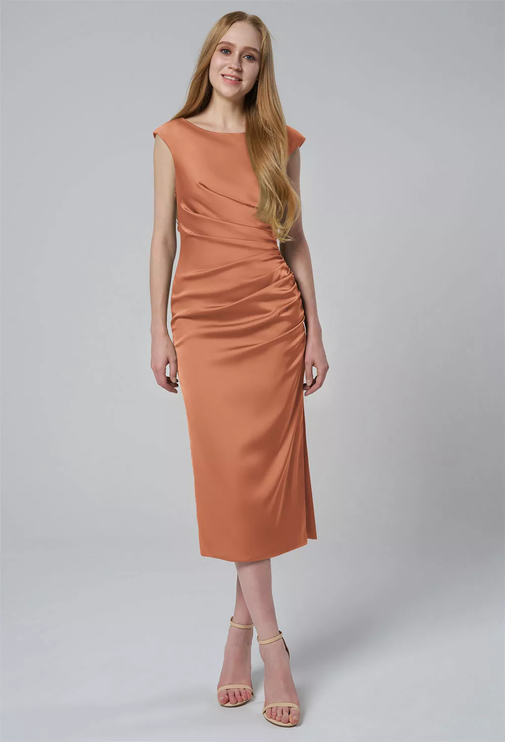 slim fit dress slacks Maison Tara - 95183M Cap Sleeve Velveted Lace A-Line Dress 4 / Black Nude main image 1