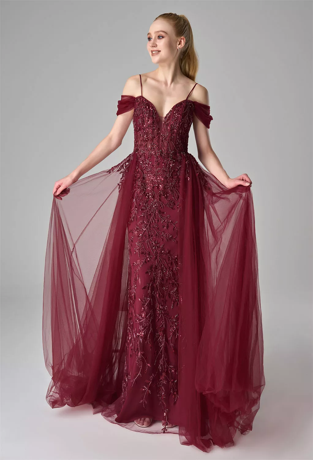 open lace back dress Purple Mermaid Sequin Long Sleeve Prom Dresses  alinanova