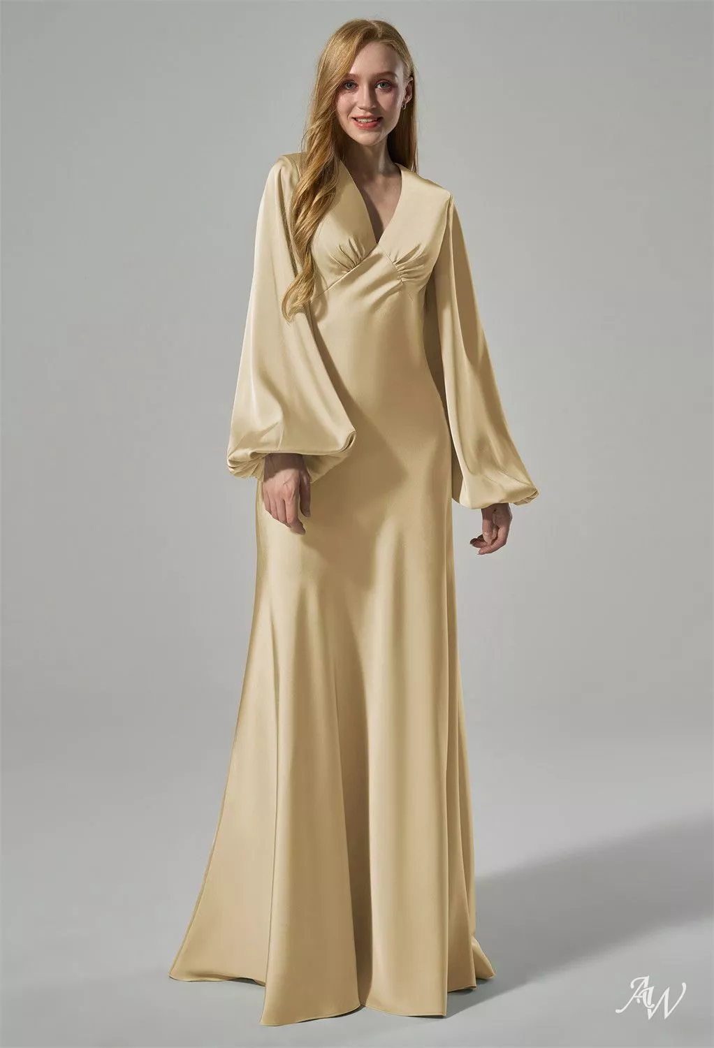 hyacinth bridesmaid dresses AW Hyacinth Dress, Sage Green Chiffon Crystal Satin Satin Charmeuse Stretch  Satin Floor Length V-Neck Bridesmaid Dresses