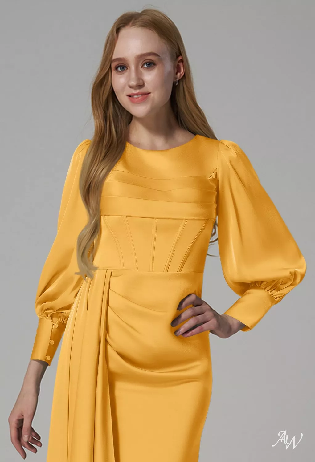 mango satin long sleeve dress Flared-sleeve satin dress