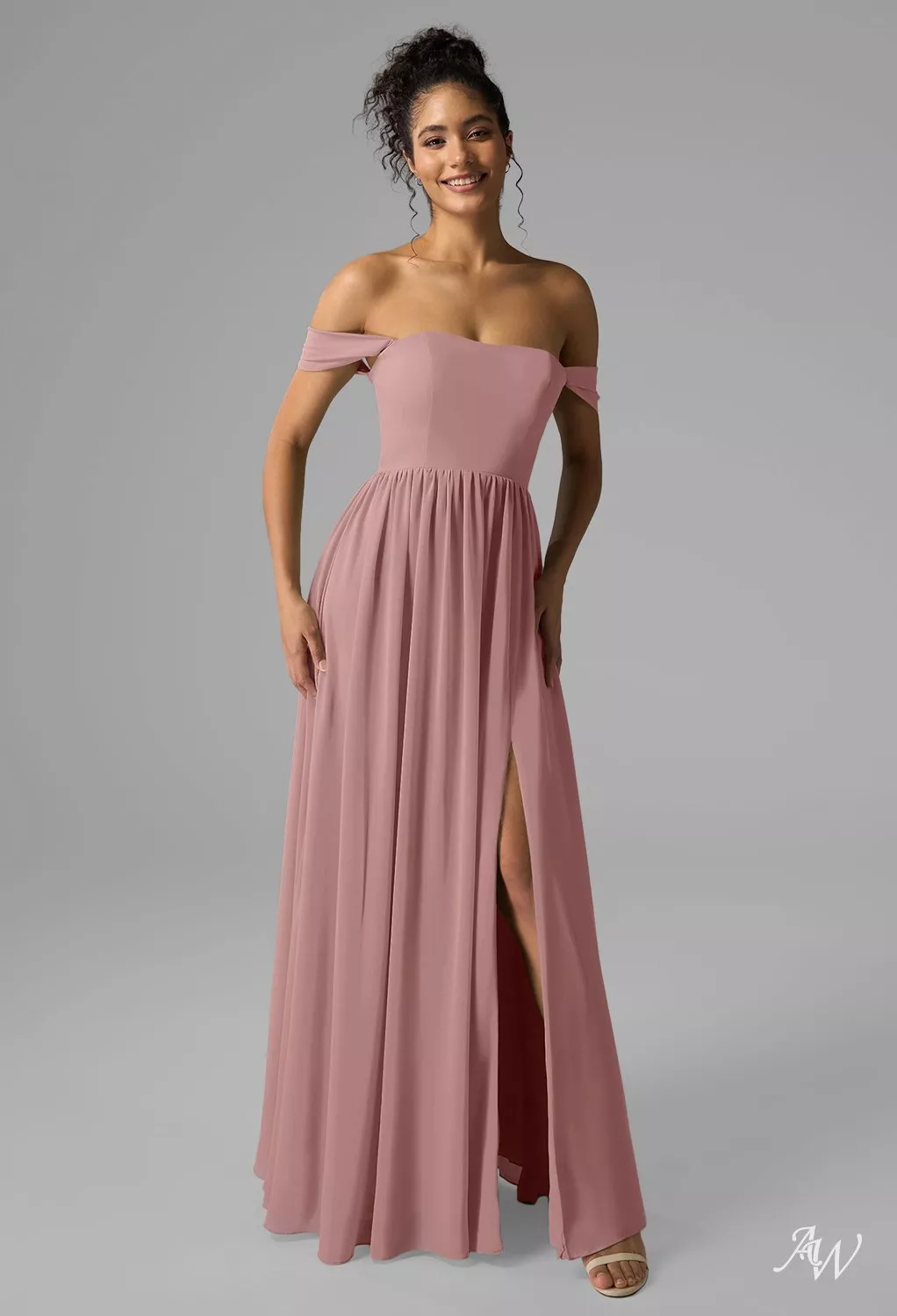 dusty rose convertible bridesmaid dresses Edith Infinity Convertible Ruched Floor Length Chiffon Bridesmaid Dresses, Dusty Rose main image 1