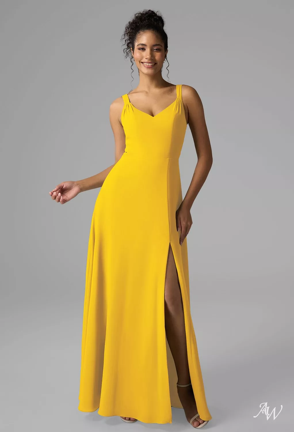 gold tone bridesmaid dresses Dusty Sage One-Shoulder A-Line Chiffon Bridesmaid Dress – Modsele main image 1