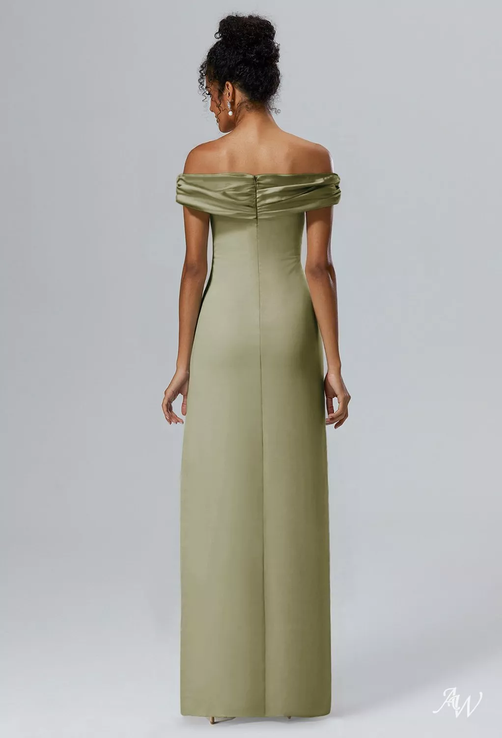 seed off shoulder dress AW Meghan Dress, Baby Blue Crystal Satin Satin Charmeuse Stretch Satin  Stretch knitted fabric Floor Length Off the Shoulder Bridesmaid Dresses