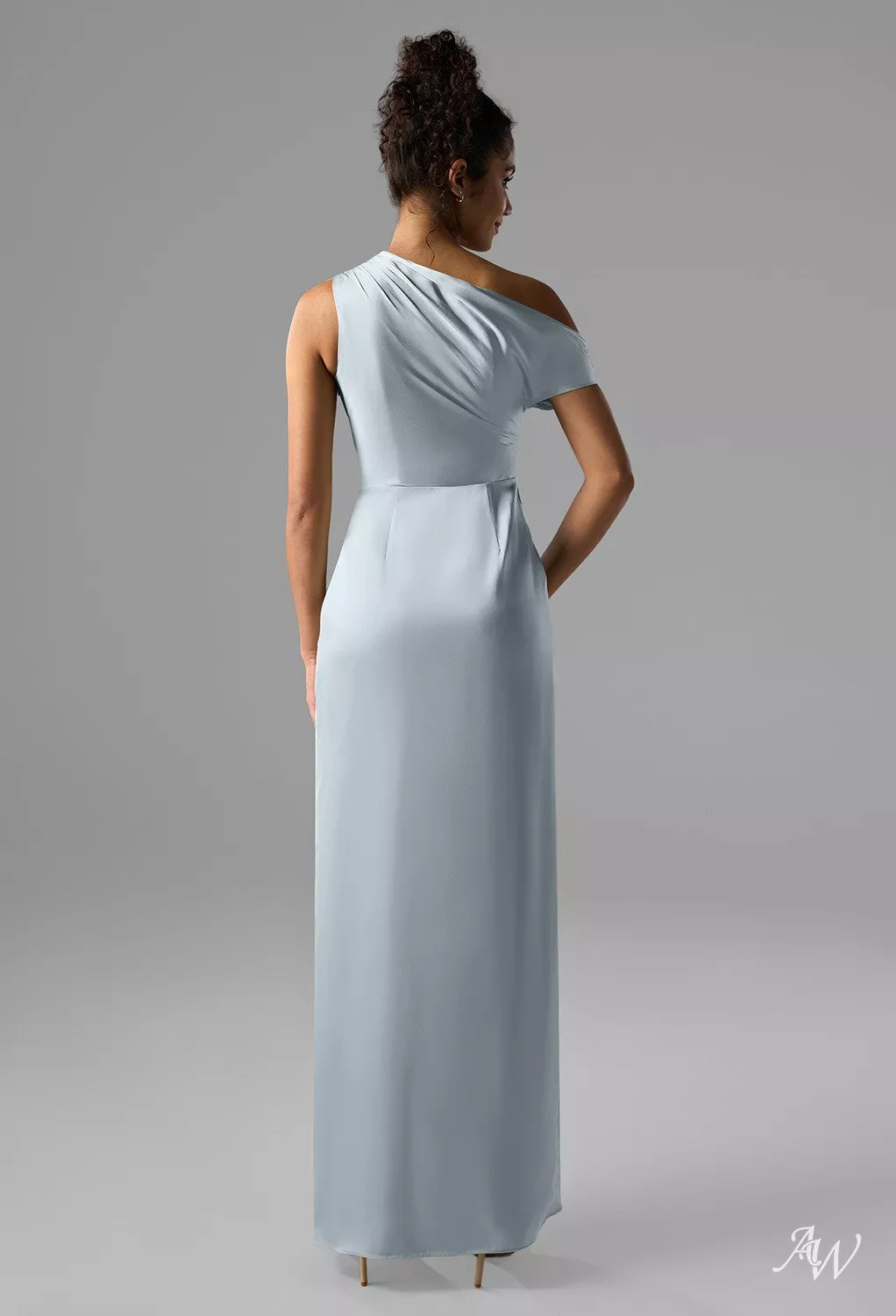 AW Rihanna Dress, Champagne Crystal Satin Satin Charmeuse Stretch Satin  Floor Length One Shoulder Bridesmaid Dresses | AW.Bridal Australia