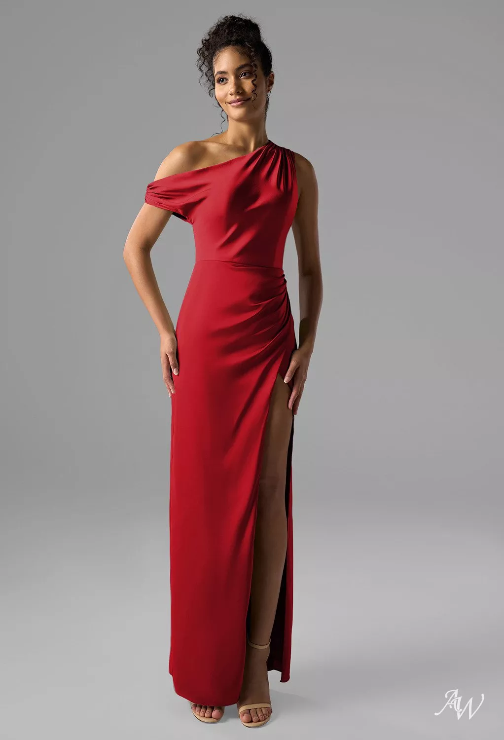 rihanna silk red dress AW Rihanna Dress, Champagne Crystal Satin Satin Charmeuse Stretch Satin  Floor Length One Shoulder Bridesmaid Dresses