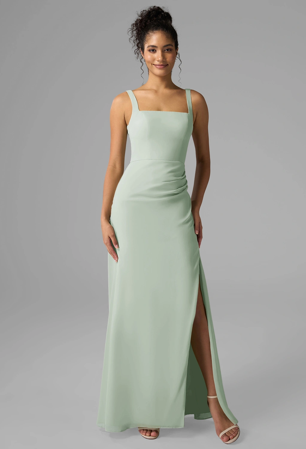 green velvet mini dress Slim Fit Notch Lapel Sage Green Casual Suit 44 / 6 / Green main image 0