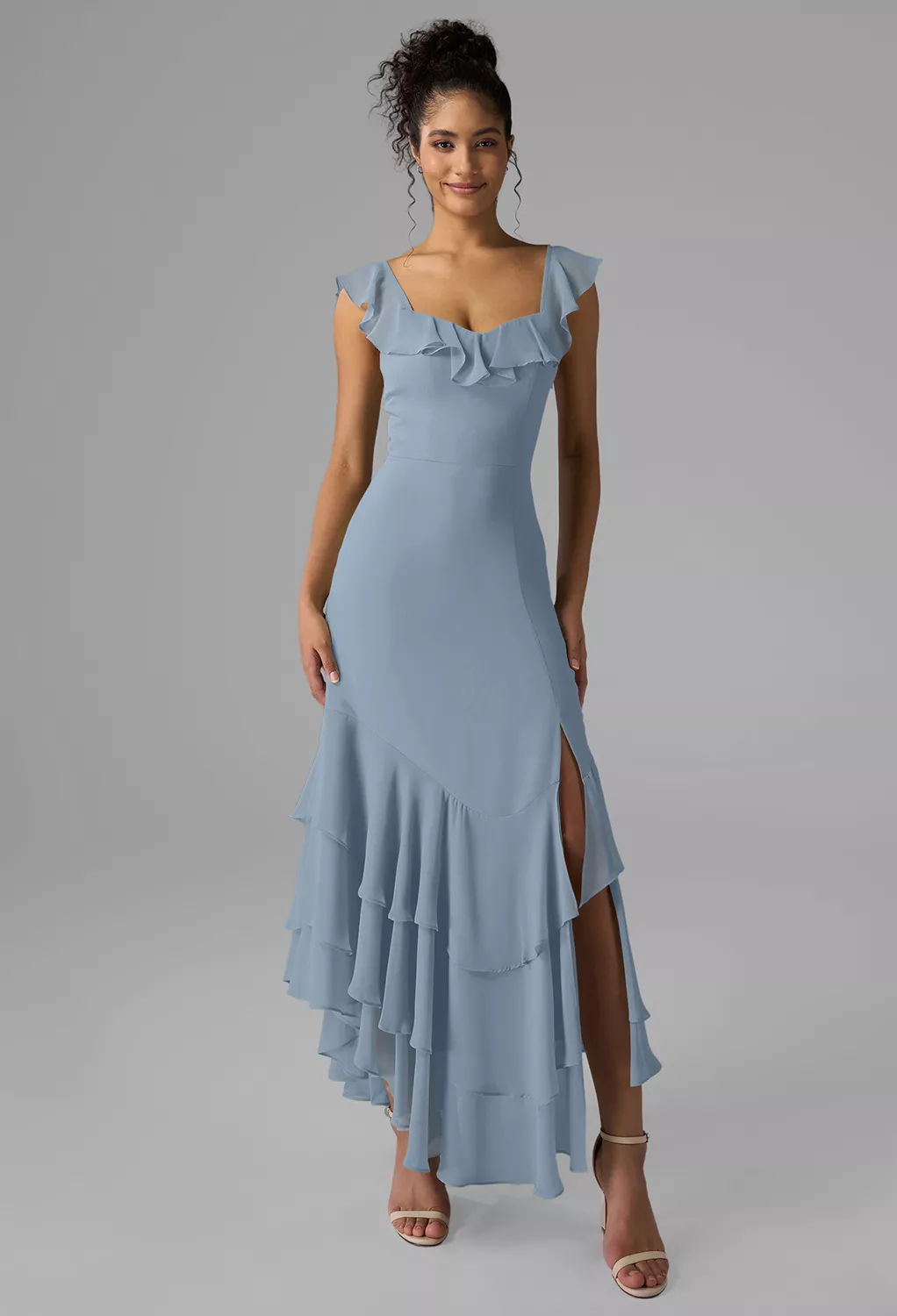 pale blue bridesmaid dresses australia Aysah Chiffon Hem Halter Maxi Dress Light Blue main image 0