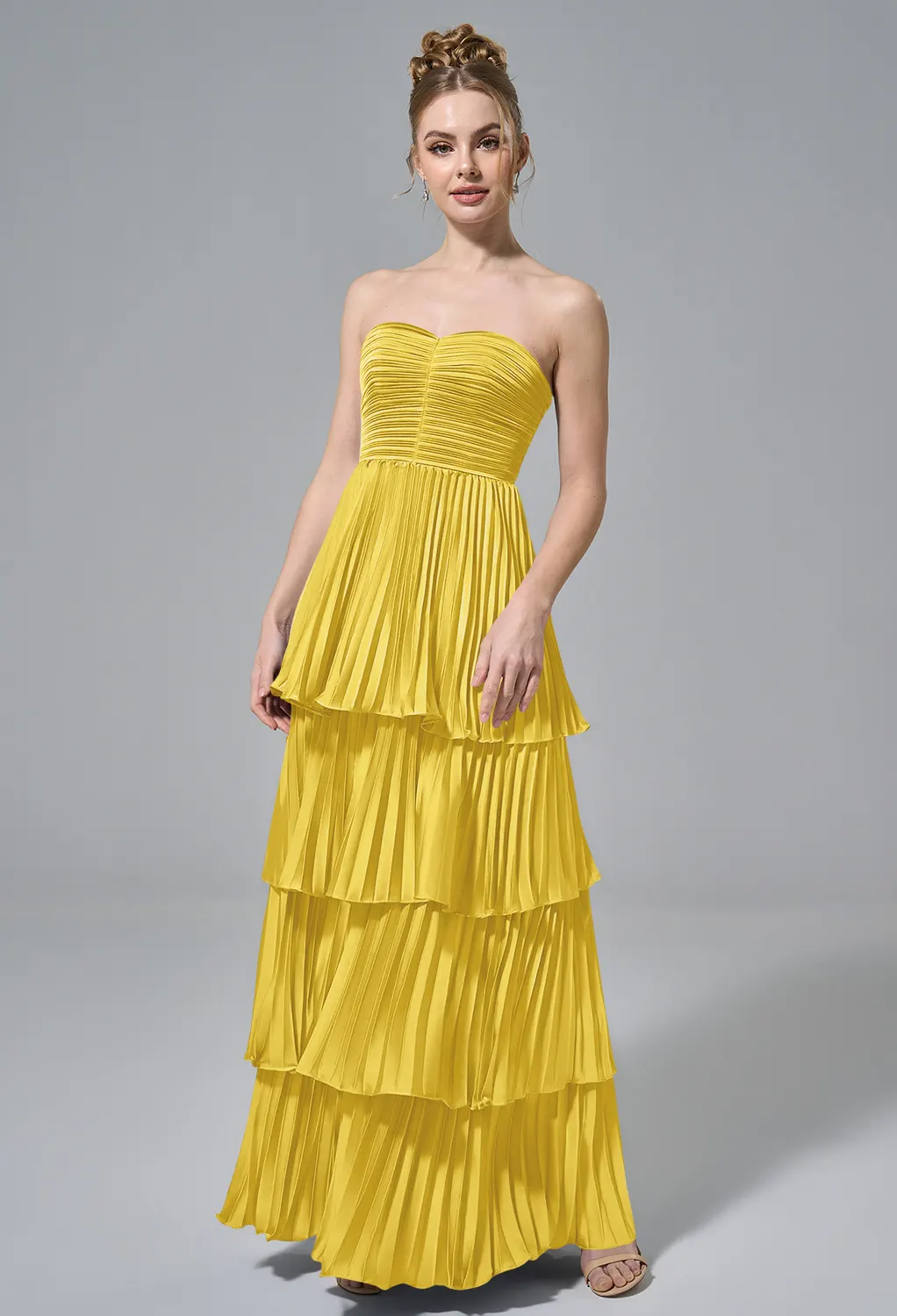 daffodil color bridesmaid dresses Long line Fabric