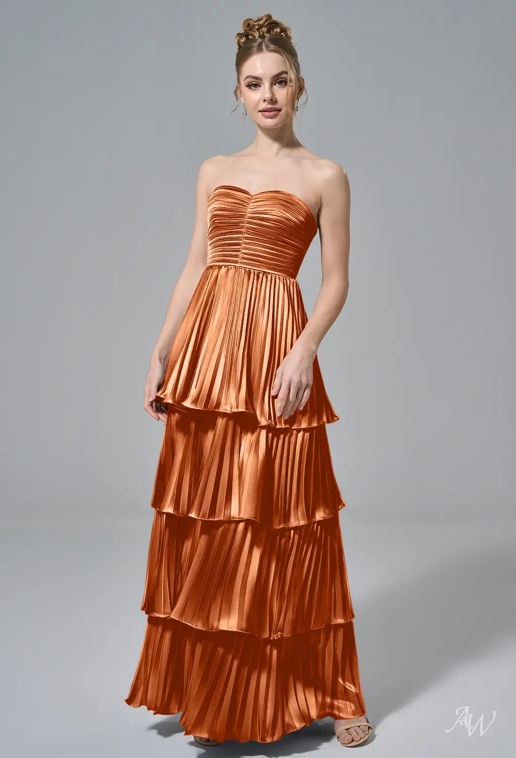 sunset orange bridesmaid dresses A Satin Maxi Dress while the split adds a touch of sophistication AW Bryn Stretch Satin Sunset