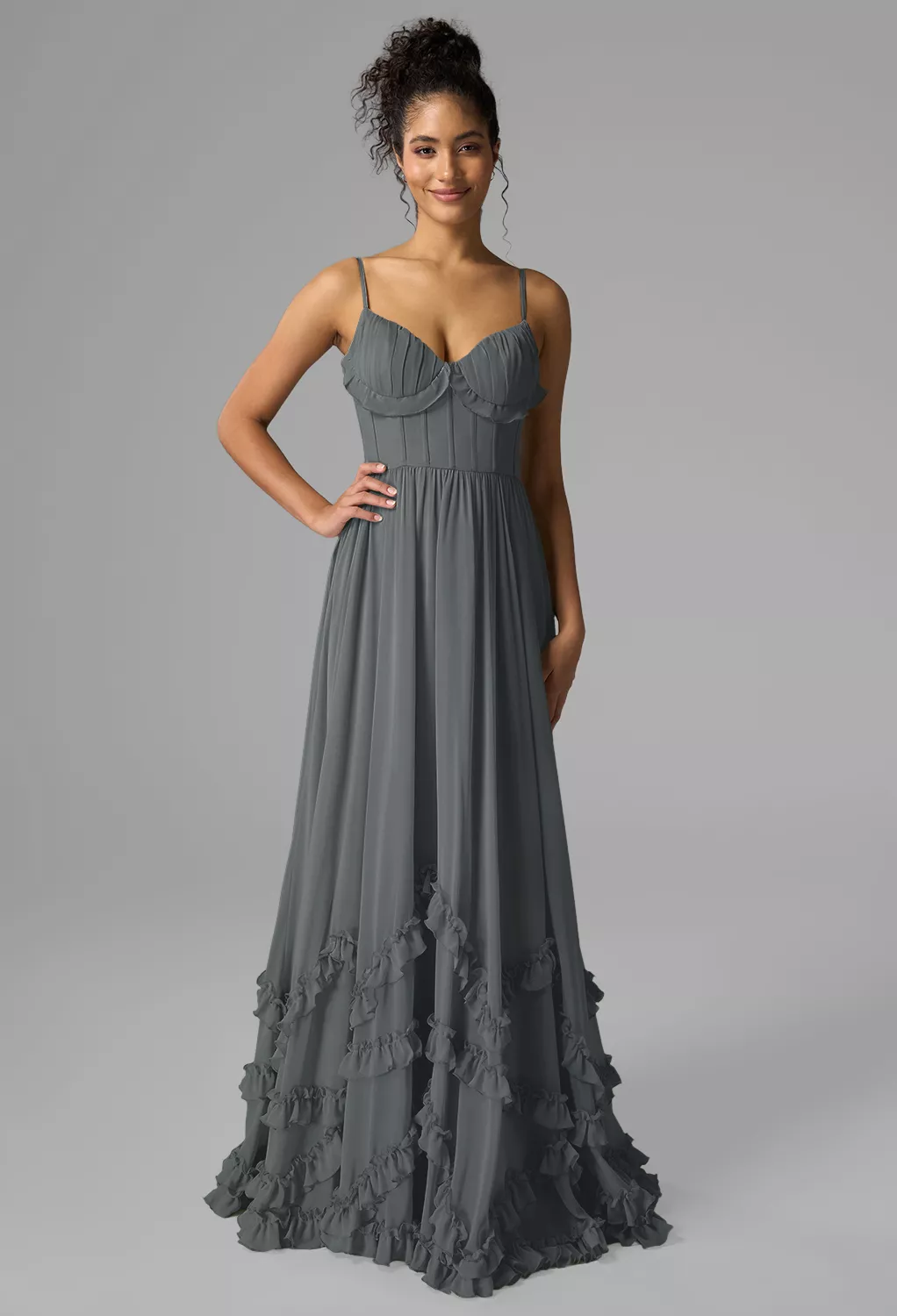 steel grey color dress Steel Silver Evening Dress