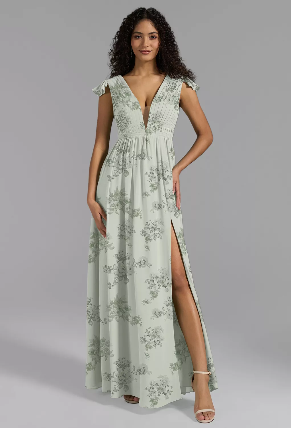 Pistachio Green Penoy, Green Floral Formal Dresses | AW.Bridal Australia
