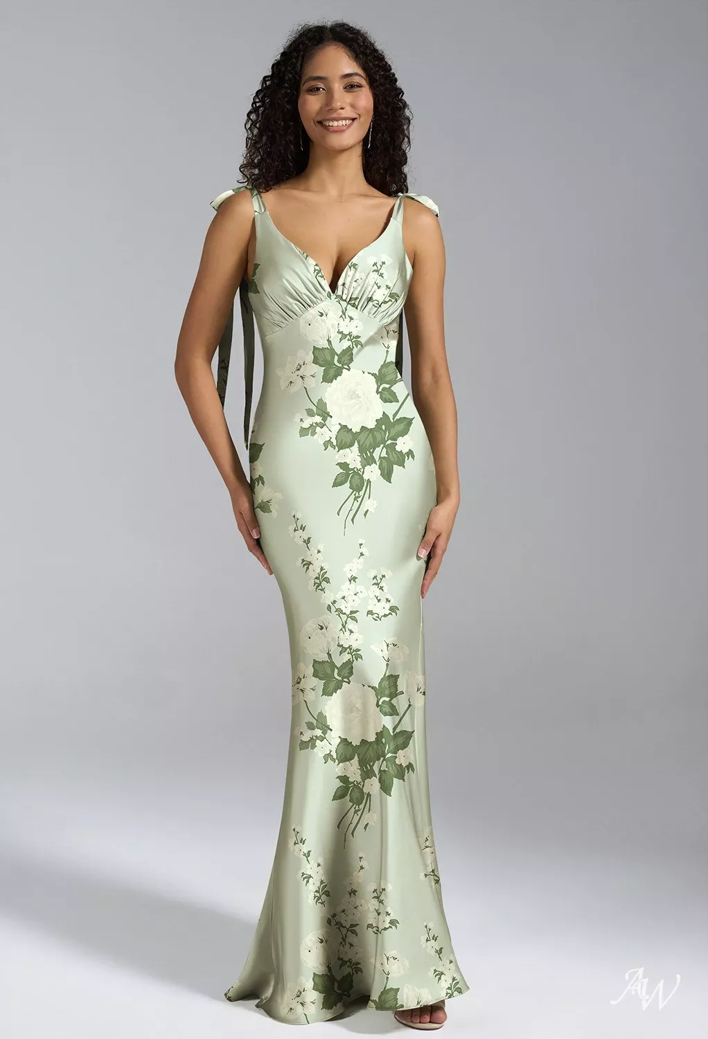 AW Chiara Dress, Champagne Crystal Satin Satin Charmeuse Stretch Satin  Stretch knitted fabric Floor Length V-Neck Bridesmaid Dresses | AW.Bridal  Australia