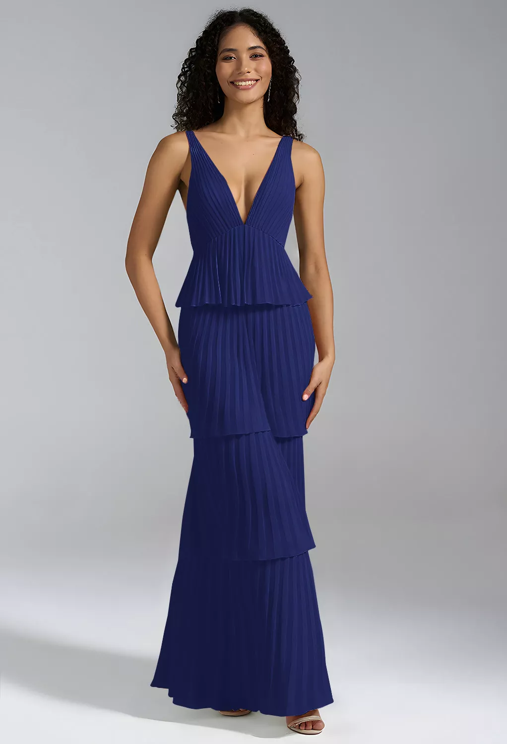 royal blue and grey combination dress Bridesmaid Dresses increase