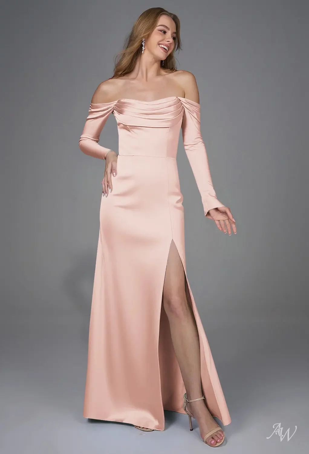 AW Suzy Dress, Desert Rose Satin Charmeuse Floor Length Sweetheart Neckline Bridesmaid  Dresses | AW.Bridal Australia