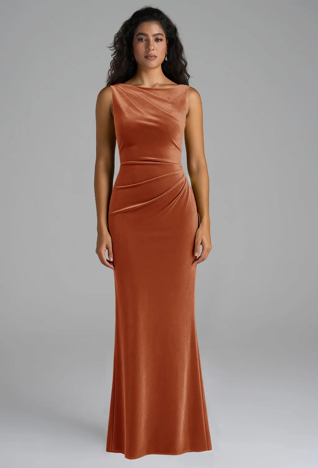 open lace back dress Orange Chiffon Mismatched Side Slit Long Bridesmaid Dresses, CB0047 US14 / Custom Color(Leaving A note) / C main image 1