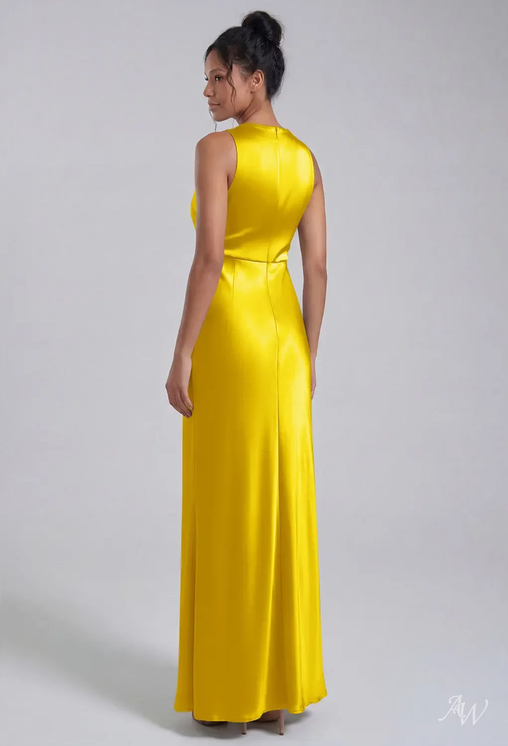 daffodil yellow bridesmaid dresses Cute Daffodil Yellow Satin Two-piece Prom Dress main image 1