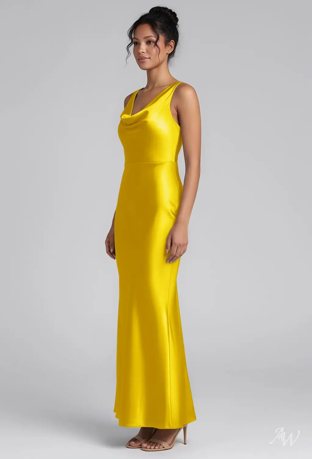 daffodil bridesmaid dress Chiffon Short Sleeves V-Neck Bridesmaid Dress with Slit
