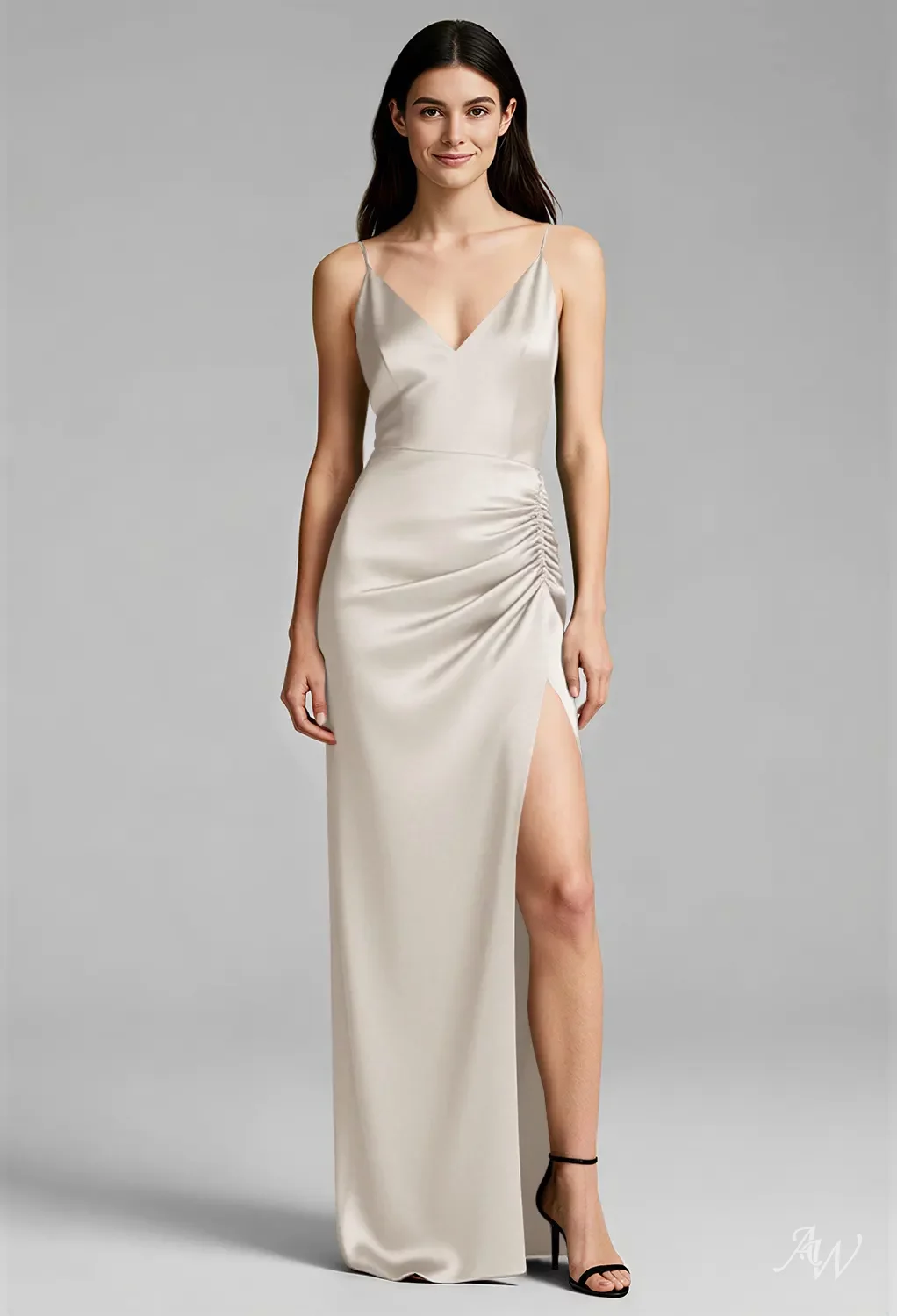 satin bridesmaid dresses australia AW Pattie Dress, Sage Green Charmeuse Stretch Satin Floor Length V-Neck blue satin bridesmaid dresses