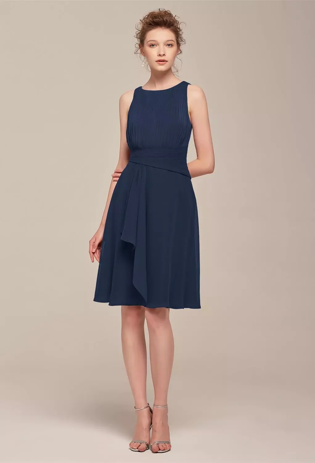 navy blue knee length bridesmaid dresses Elegant One Shoulder Long Sleeve Lace Navy Blue Knee Length Short Chea   AlineBridal