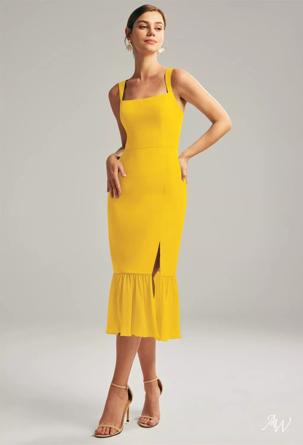 flattering midi dresses Sundara Midi Dress Natural/Dusty Peach / L