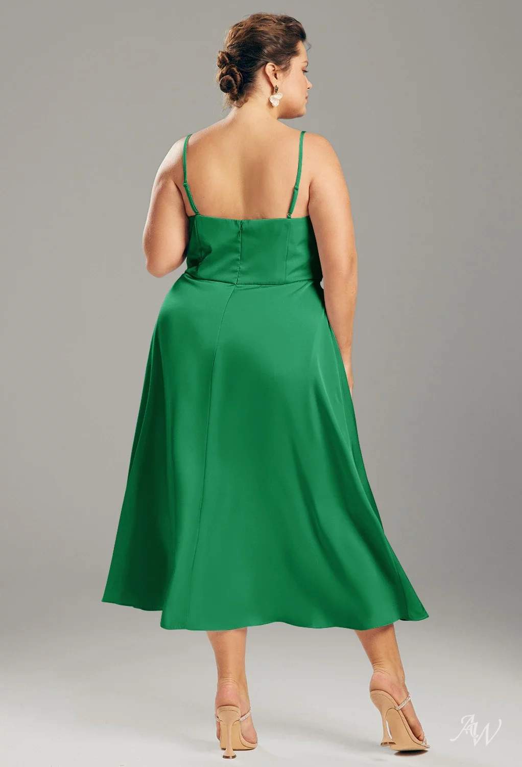 chinese dress ladies Sheath Column Cowl Neck Silk-like Satin Tea-length Formal Dresses – 27dress main image 1